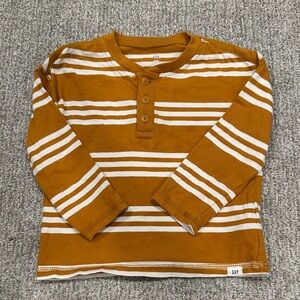 GAP Kids Mustard and White Striped Long Sleeve Tee